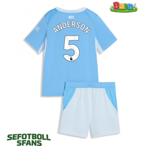 Manchester City Elliot Anderson #5 Hemmaställ Barn 2026-27 Kortärmad (+ Korta byxor)